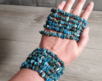 Apatite Bracelet Beaded Crystal Chips on Stretchy String Longer Style 451