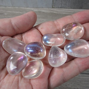 Angel Aura Quartz 3/4 inch + Tumbled Stone T114