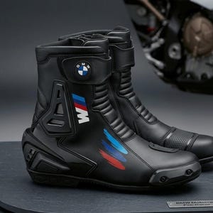 Botas de carreras BMW Motorrad / Zapatos de cuero para motociclistas / Equipamiento de protección profesional para motociclistas