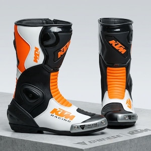 Professionelle KTM Racing Boots | Herren Leder Motorrad Reitschuhe | Leistungsstarke Schutzausrüstung für Biker
