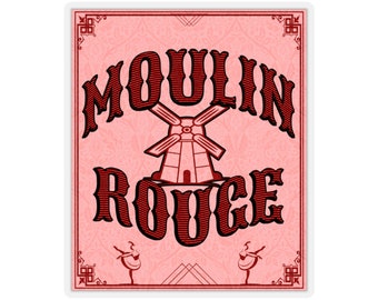 Moulin Rouge  Die-Cut Stickers for darker colors cancan girls dancing pink color art deco