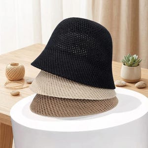 Black and Tan Crochet Bucket Hat - Etsy display picture 3