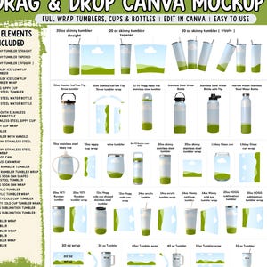 25+ Canva Tumbler Mockup Bundle | Drag & Drop Sublimation Templates for Stanley, HOGG, YETI Tumblers | Digital Download