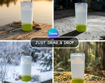 Tumbler Mockup Bundle | 20oz Canva Drag & Drop Templates | Digital Download