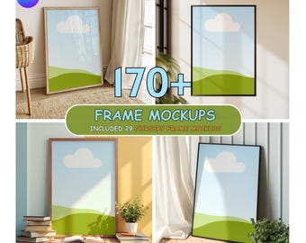 170+ Canva Frame Mockup Bundle | Kids Nursery Wall Art Mockup | Drag & Drop Digital Download