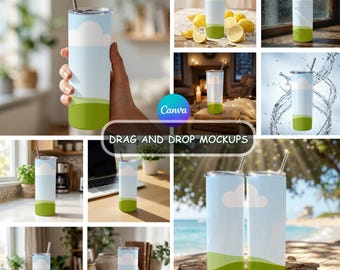 Tumbler Mockup Bundle | 20oz Skinny Tumbler Canva Mockup Templates | Digital Download