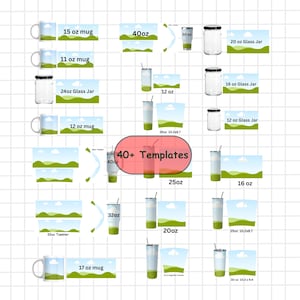 Ziehe & Drop Tumbler Mockup Bundle | Canva bearbeitbare Tumbler-Vorlagen | 20 Unzen 30 Unzen 40 Unzen und 12 Unzen Tumbler Wraps | Becher Wrap Vorlage |