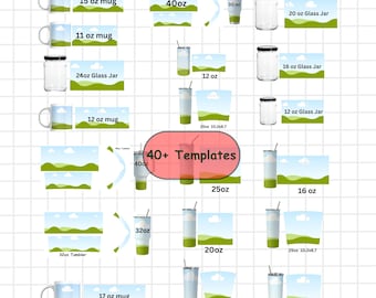 Drag & Drop Tumbler Mockup Bundle | Canva Editable Tumbler Templates | 20oz 30oz 40oz and 12oz Tumbler Wraps | Mug Wrap Template
