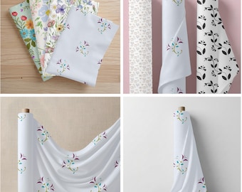 14 Fabric Mockups | Fabric Roll & bolts Canva Templates for pattern designers | Digital Download