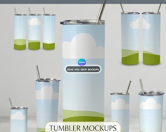 Canva Tumbler Mockup Bundle: Drag & Drop 20oz Template (Digital Download)