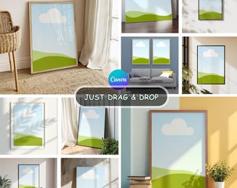 Canva Frame Mockup Bundle | Editable Frame Mockups | Drag & Drop Canva Templates | Wall Art Mockup Bundle