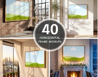 Horizontal Frame Mockup Bundle, Canva Drag and Drop Landscape & Portrait Frame Templates (Digital Download)