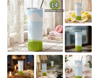 20oz  Tumbler Mockup Bundle | Drag and Drop Editable Canva Mockup Template for Skinny Tumbler  | Digital Download