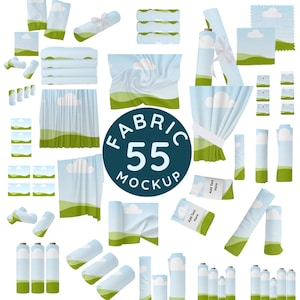 Fabric Mockup Bundle, Folded and Bolts Fabric  Canva Templates, Fabric Swatch & Fabric Roll for Surface Pattern Designers