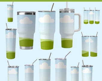 Canva Tumbler Mockup Bundle | 20oz, 30oz, 40oz Skinny Tumbler Templates | Drag & Drop Canva Mockups |Digital Download