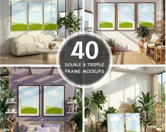 40 Frame Mockup Bundle |  20 Double & 20 Triple Frame Wall Art Templates | Canva Drag  and Drop Canvas Mockup Bundle | Digital Download