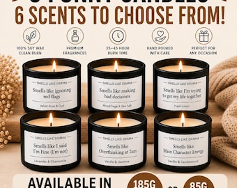 Funny Candle Gift | Sarcastic Soy Wax Candles | 6 Funny Scents | Cosy Aesthetic Candle | Handmade Candle Gift | Main Character Energy