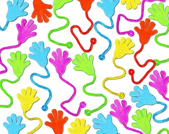100PCS Glitter Sticky Hands Toys, Stretchy Flingers, Party Favors, Pinata Fillers, Kids Bulk Pack