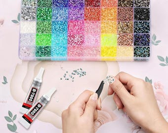40 Colors Flatback Jelly Rhinestones, Craft Gems with B7000 Glue, Nail Art Supplies