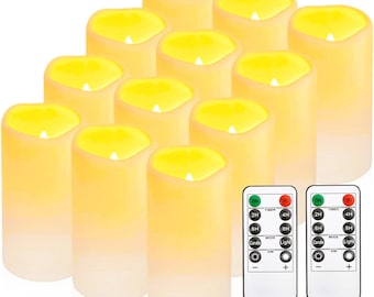 Waterproof Flameless LED Candles, Remote Timer, Outdoor Party Decor, Set of 12