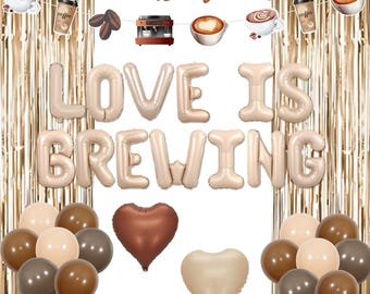 Love Is Brewing Bridal Shower Decorations – Coffee Garland, Balloons & Banner