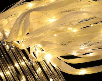 Wedding Wands: 50 Pcs LED Ribbon Streamers with Bells