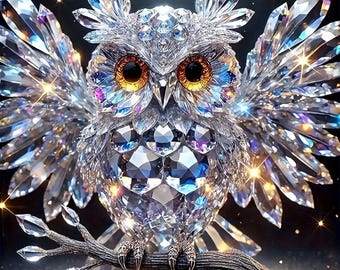 DIY Diamond Art Owl: Pre-Sorted 14x14" Full Round Drill. BACK in STOCK!