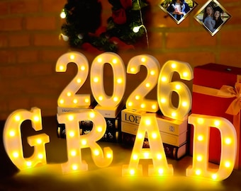 LED Marquee Letters "GRAD 2026", Graduation Party Decorations, Acrylic Signs