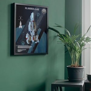 Montaggio a parete, cornice in alluminio o vetro A3, mostra in alluminio LEGO in ambra