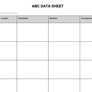 ABC-gegevensblad | Sjabloon voor gedragstracking (digitale download)
