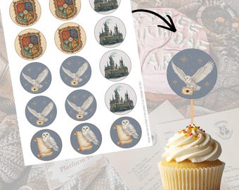 Decoraciones digitales para cupcakes de magos (PDF)
