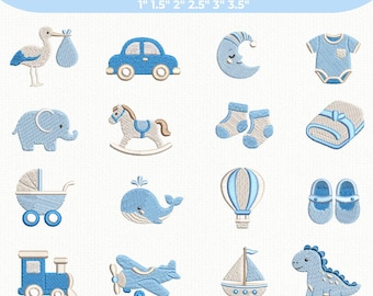 Baby Boy Stickdatei, Kinderzimmer Mini Stickdatei, Neugeborene Baby Shower Designs