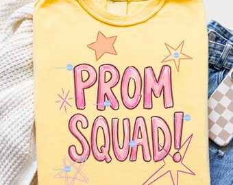 Prom Squad PNG, Dance Clipart, Senior Formal Shirts Design, High School Party Sublimation, Digital Download, Matching Retro Keepsake