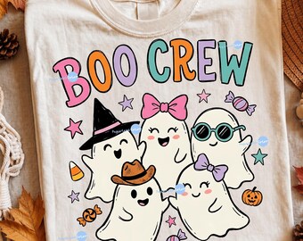 Boo Crew PNG, Group Halloween Sublimation, Retro Ghost Design, Cute Squad Shirt File, Digital Download