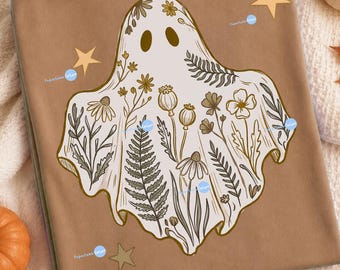 Wildflower Ghost Png, Cottagecore Sublimation, Boho Floral Spirit, Spooky Season Art, Fall Halloween Design, Digital Download