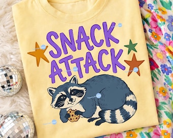 Snack Attack Png, Raccoon PNG, Animal Png, Trending PNG, Catch Phrase Png, Girly Png, Boutique Png, Preppy Png