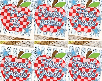 Preppy Teacher Apple PNG Bundle, Back to School Shirt Design, Third Grade PNG, Pre-K to Fourth Grade, Retro First Day of School Sublimation