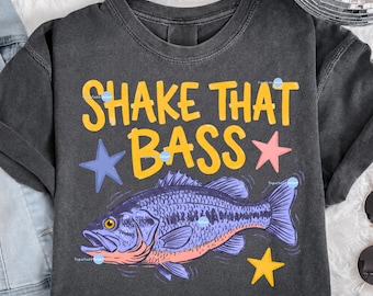 Shake That Bass PNG, Preppy Fishing Sublimation Design, Retro Fish Catchphrase, Girly Boutique Graphic, Trendy Digital Download