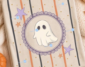Striped Ghost PNG, Hand Drawn Minimalist Halloween, Fall Spooky Shirt, Digital Sublimation Design, Art Download