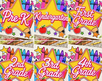 Back To School Pencil Crayons PNG Bundle, Pre-K To Fourth Grade Teacher PNG, School Sublimation, Colorful Teacher Shirt Design
