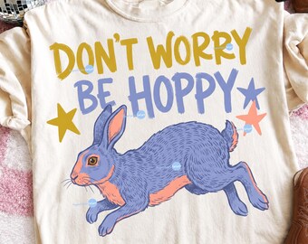 Don't worry be hoppy png, Catch Phrase Png, Trending Png, Respect The Locals Png, Girly Png, Boutique Png, Retro Bunny Design