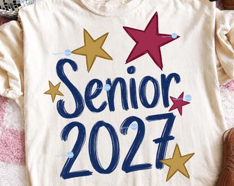 Senior 2027 PNG, Class Of Clipart, Graduation Gift, High School Trendy Shirt Sublimation Design