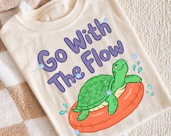 Go With The Flow Png, Turtle PNG, Animal Png, Trending PNG, Catch Phrase Png, Girly Png, Boutique Png, Preppy Png