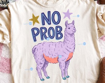 No Probllama PNG, Preppy Llama Sublimation Design, Catch Phrase PNG, Trending Boutique Graphic, Girly Llama Digital Download
