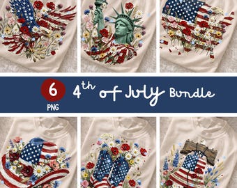 4th Of July PNG Bundle, USA PNG Bundle, Floral Patriotic Sublimation Designs, Independence Day Digital Download, American Flag Png