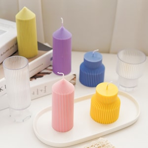 2 Styles Modern Candles Acrylic Mold,Gear Candles,Cylindrical Candles,Pillar Candles Plastic Mold,Transparent Scented Candles Mold 230878
