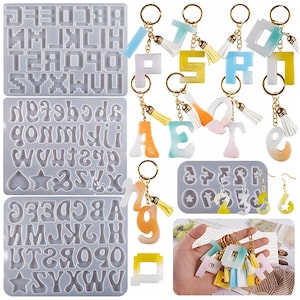 4 Styles Letter Silicone Mold,Alphabet Epoxy Resin Pendant Mold,UV Resin Number Mold,Silicone Keychain Mold,Earring Resin Mold 212220