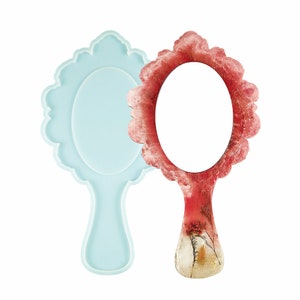 Hand Mirror Silicone Mold,Epoxy Resin Photo Frame Mold,Rose Flower Silicon Mold,Concrete Plaster Mirror Mold,Polymer Clay Mirror Mold 240357