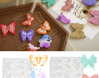 Butterfly Keychain Silicone Mold,Epoxy Resin Butterfly Pendant Mold,UV Resin Charm Mold,Earring Resin Mold,Jewelry Silicon Mold 212649