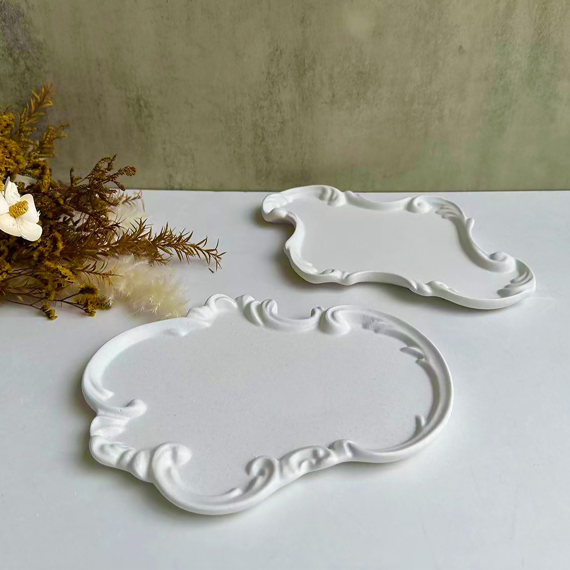 Irregular Tray Silicone Mold,Epoxy Resin Jewelry Trinket Tray Mold,Storage Tray Silicon Mold,Cement Plaster Vintage Tray Mold 221265